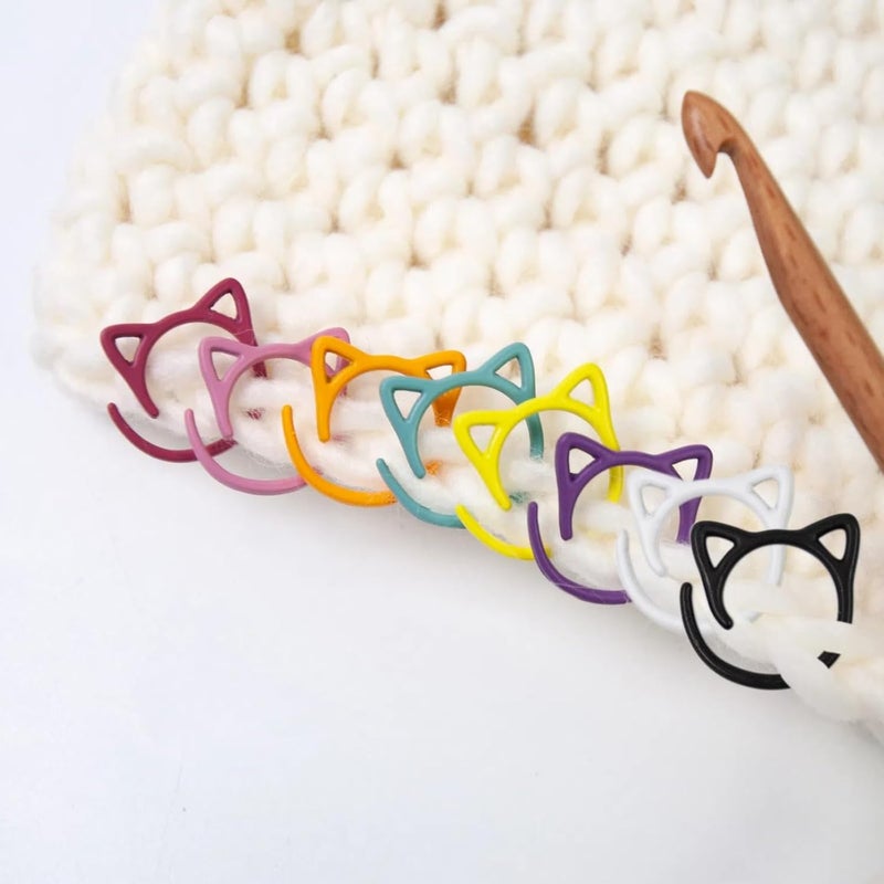 wonofa 30 Pcs Color Cat Stitch Marker Crochet Markers for Crocheting, Crochet Markers Ring (Cat-30Pcs) - Image 5